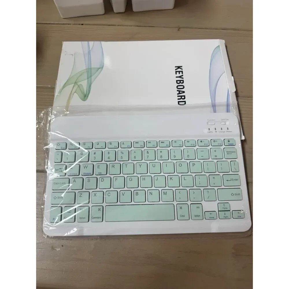 Wireless Bluetooth Keyboard Rechargeable Slim iOS Android Windows Green 10 Inch